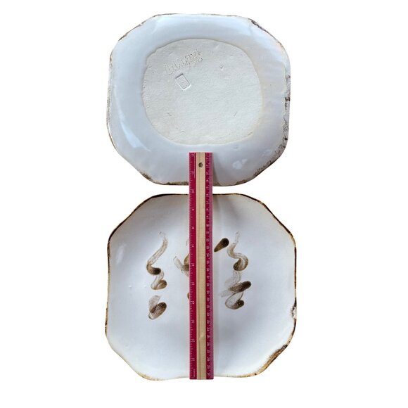 VTG Signed Handcrafted Ceramic Plates Abstract Earth Brushstroke Design Set Of 2 - Picture 9 of 13